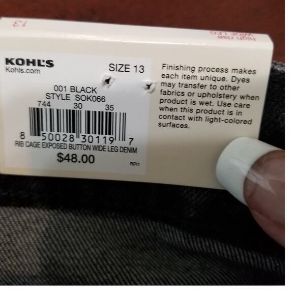 NWT's-SO Women's Black Jeans High-Rise Wide Leg 5-Pocket Front Button-Up Size 13 - Picture 6 of 9